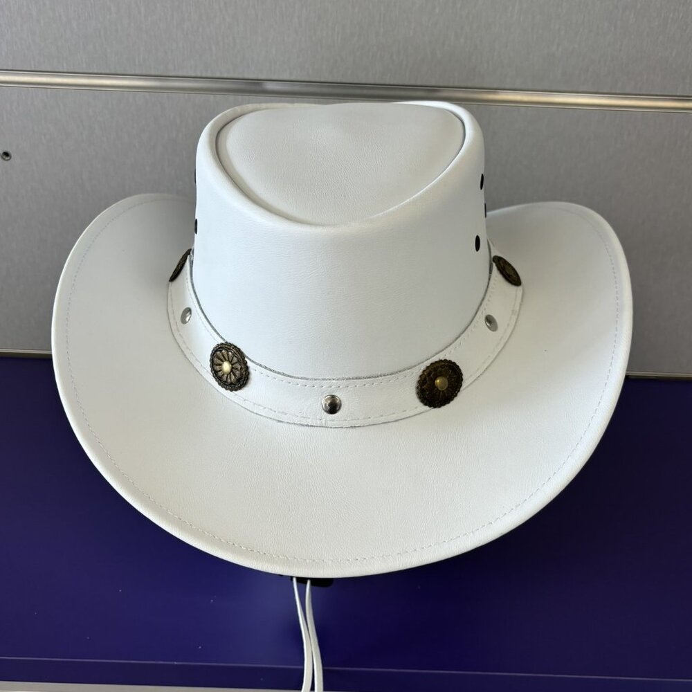Water Resistant Leather Cowboy/ Cowgirl Western Hat. Matt Finish real Leather